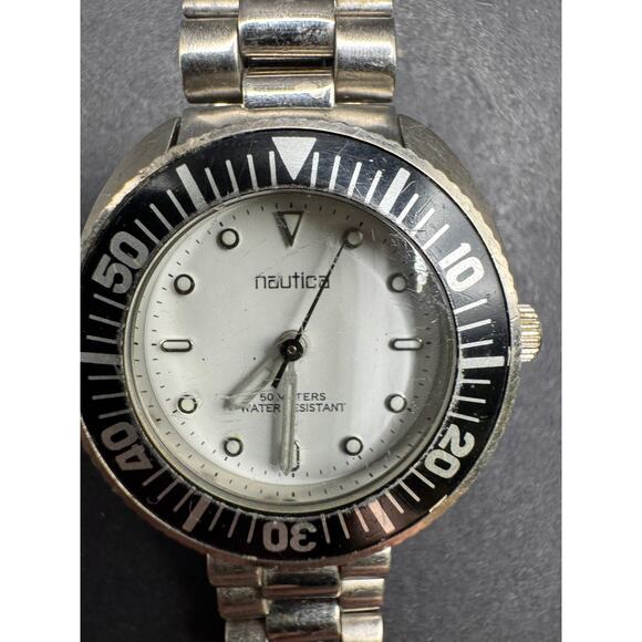 Nautica White Dial Silver Tone Women\'s Watch 50 Meters Brass Bracelet Band 27mm main image 6